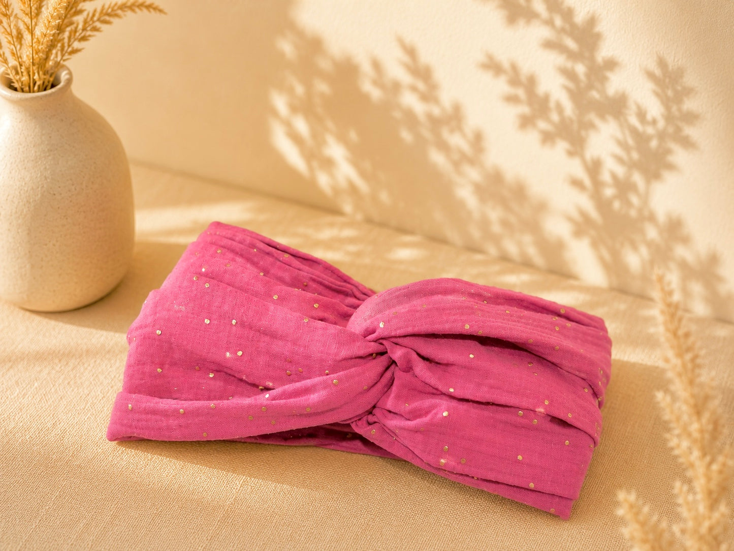 Turban Gaz de Coton Bois de Rose