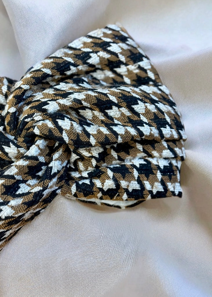 Turban tweed Noir beige camel