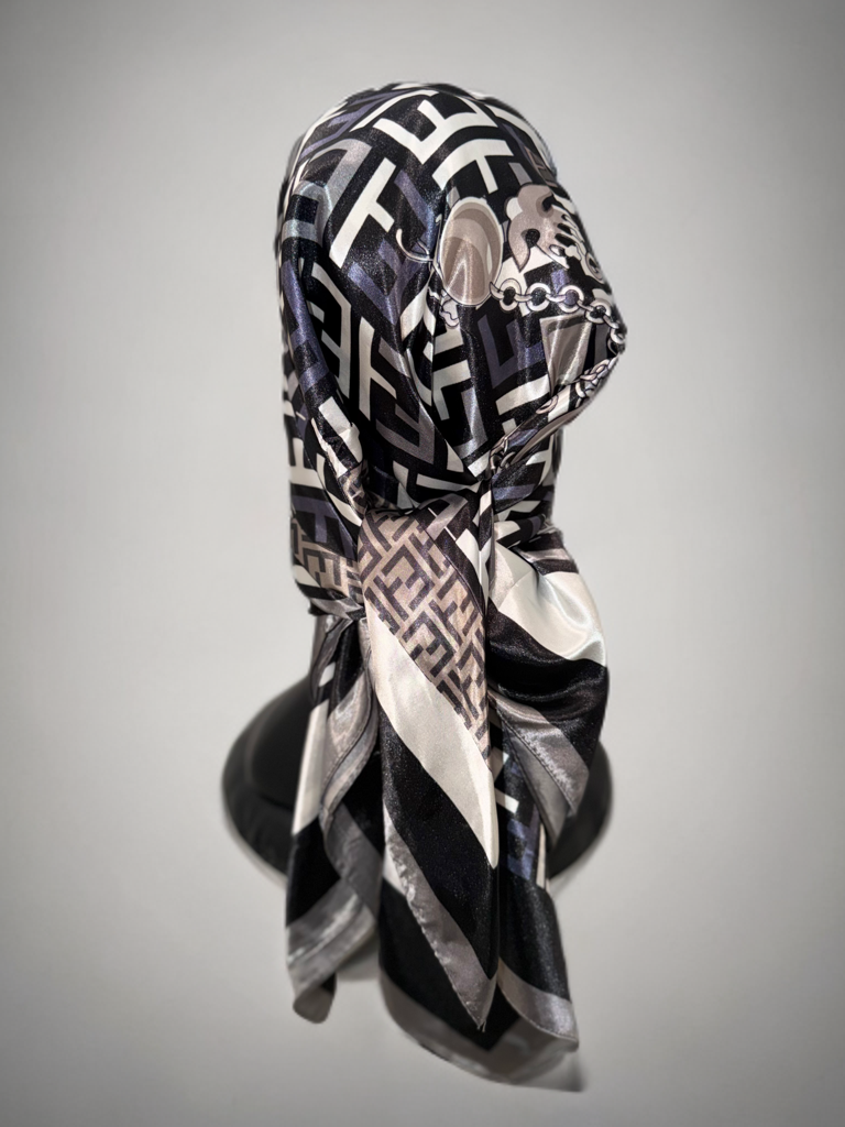 Casquette Foulard RM Monogram Luxe Noir Gris