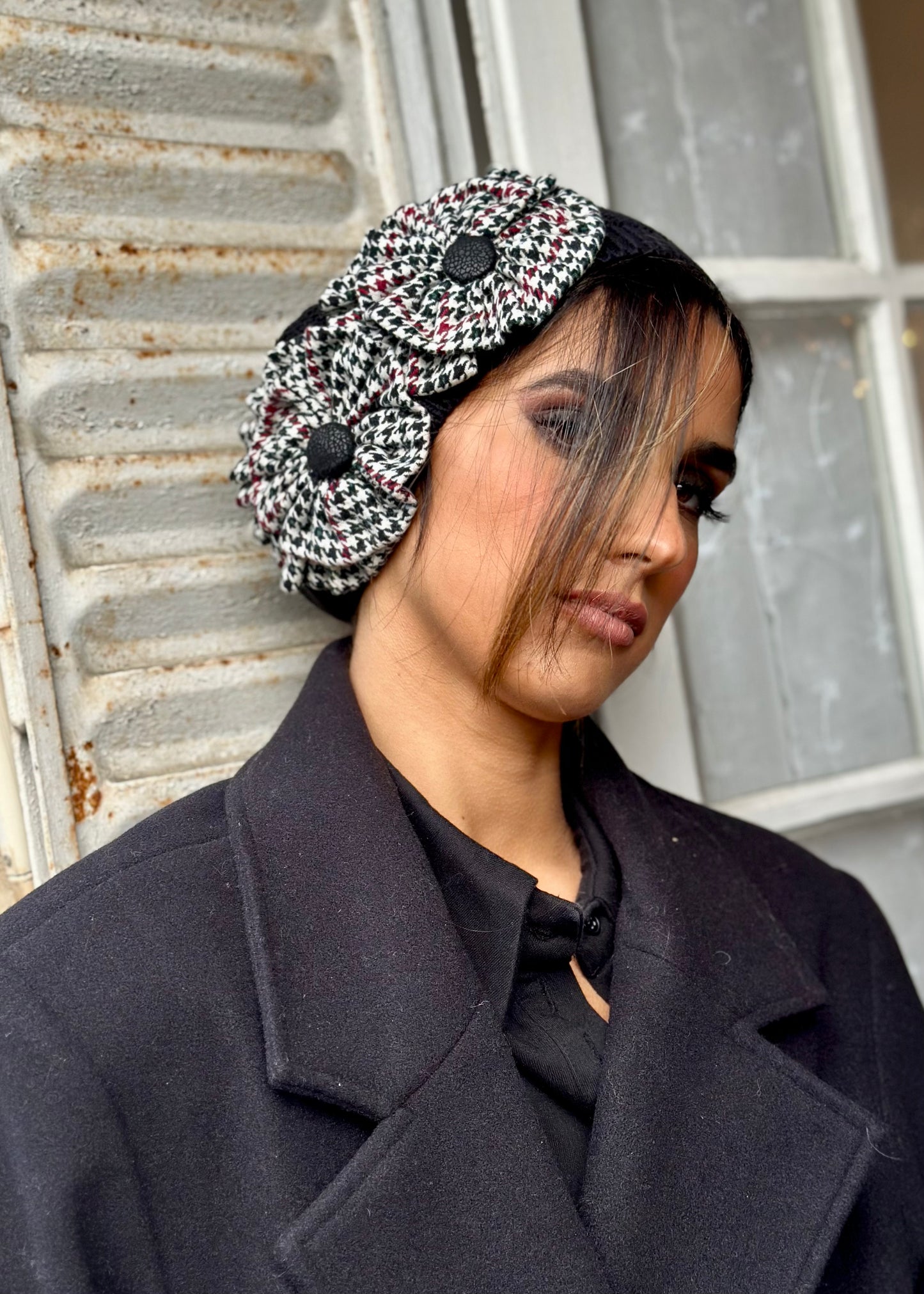 MBéret Noir à motif