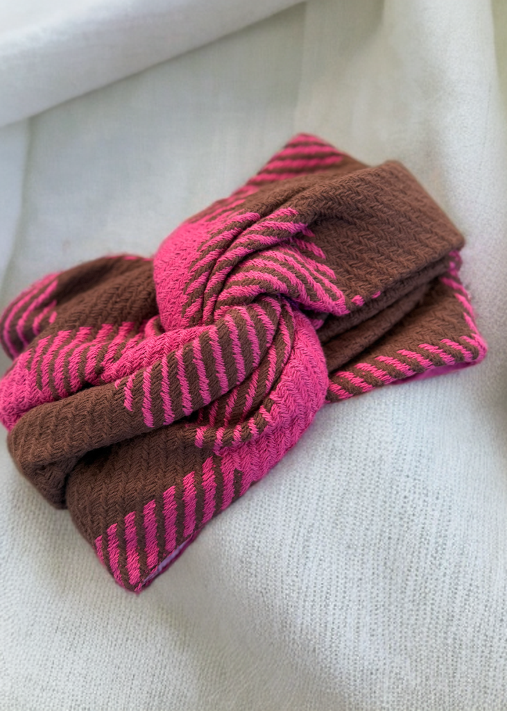 Turban tweed rose marron