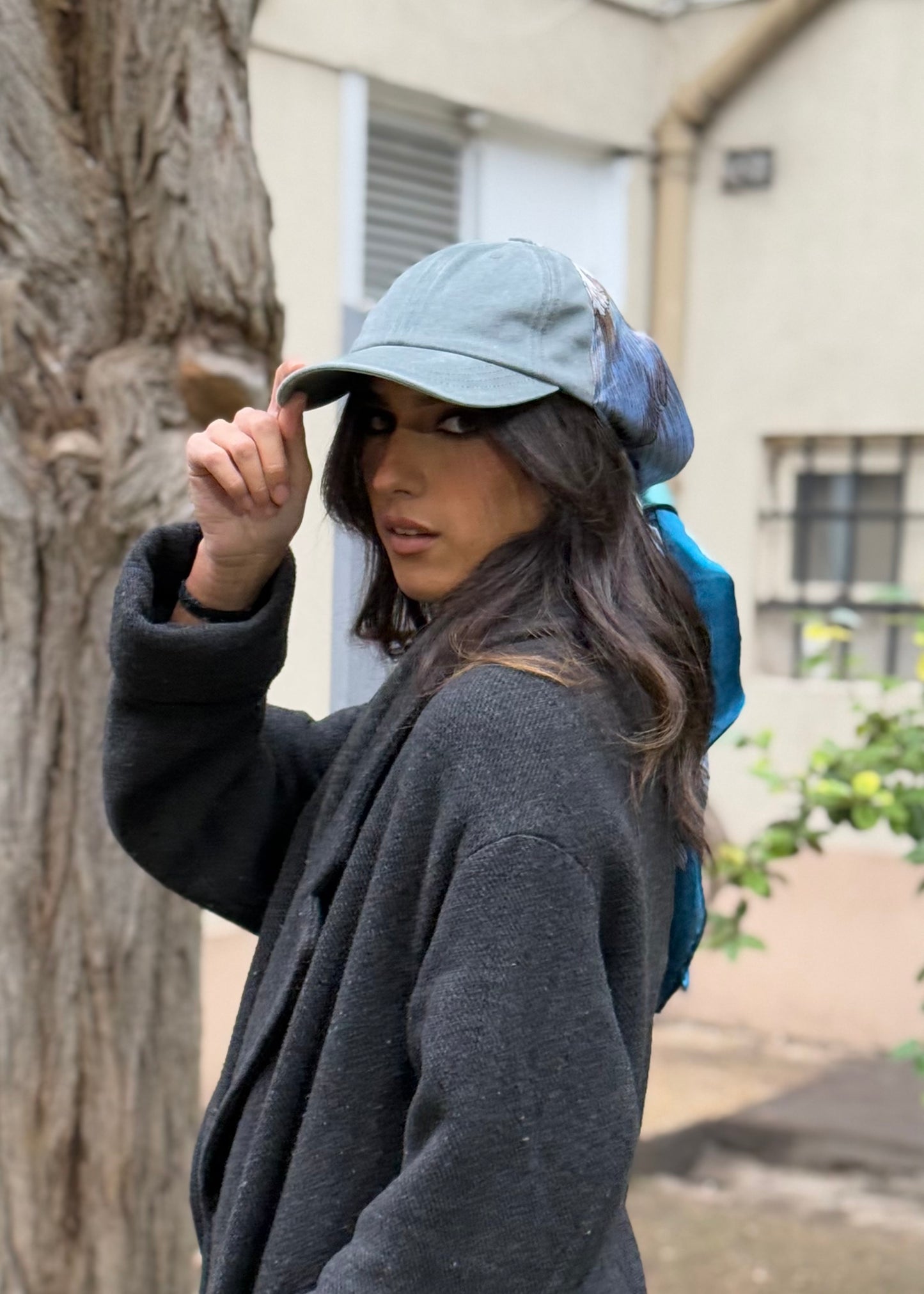 Casquette foulard blue grey