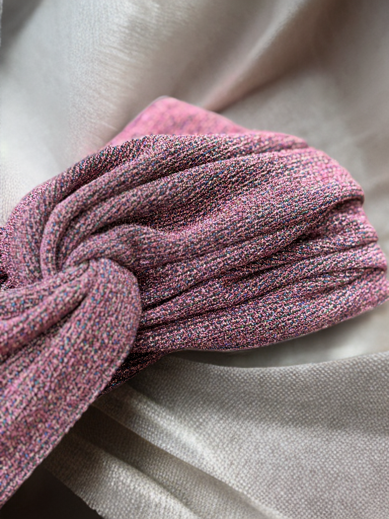 Turban rose rayure multi