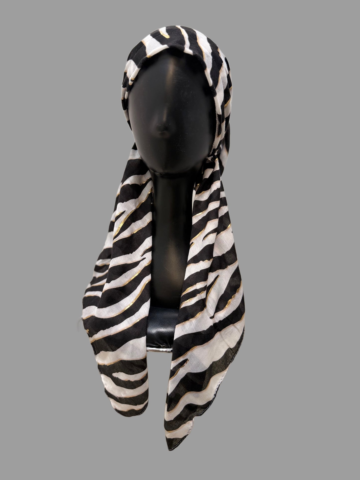 Foulard pré-noué noir zèbre