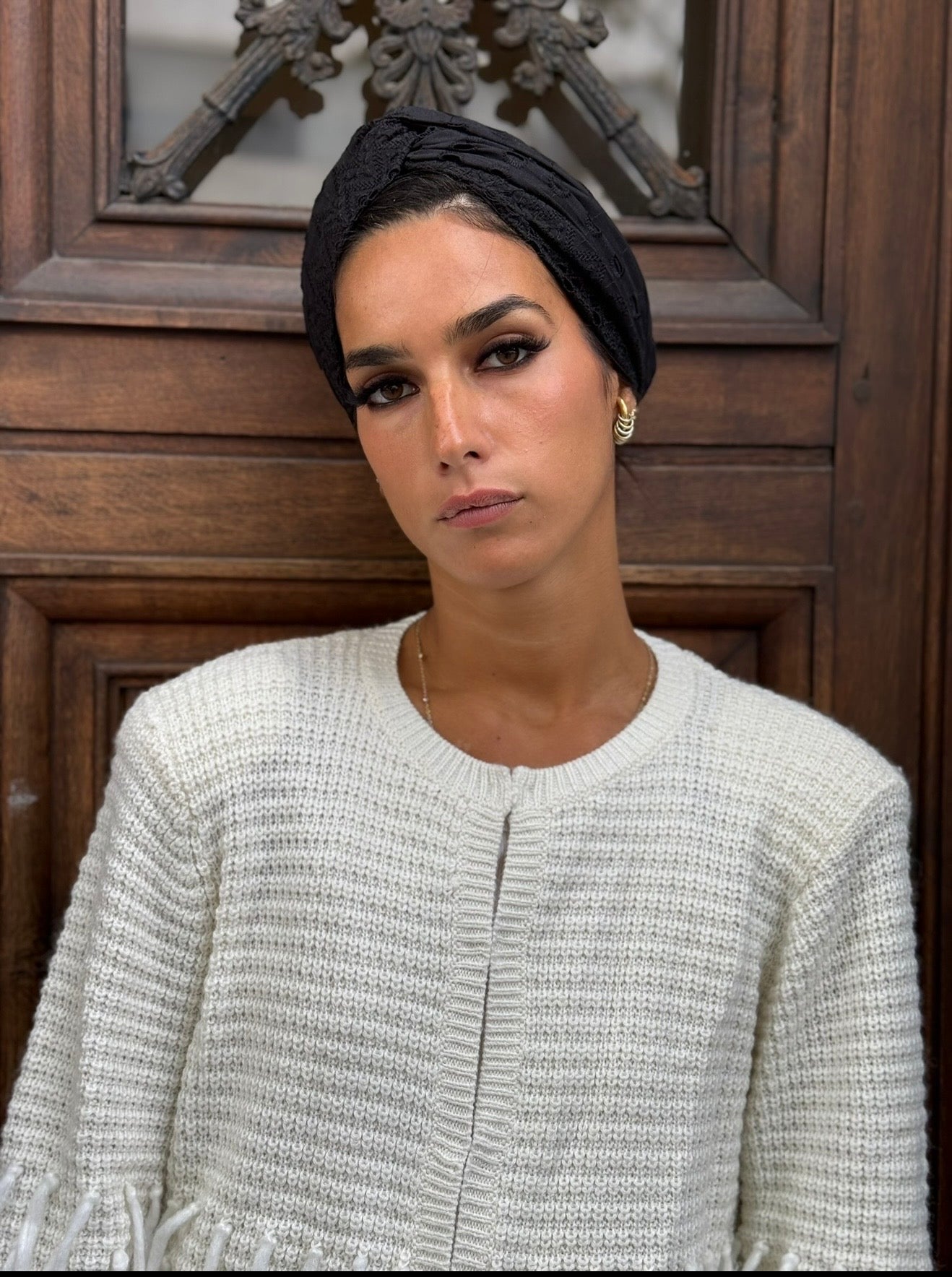 Turban Broderie Anglaise Noir