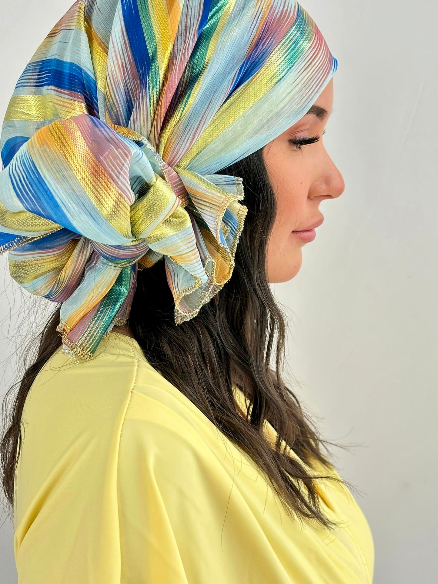 Foula Multi Rayure bleu jaune Vert