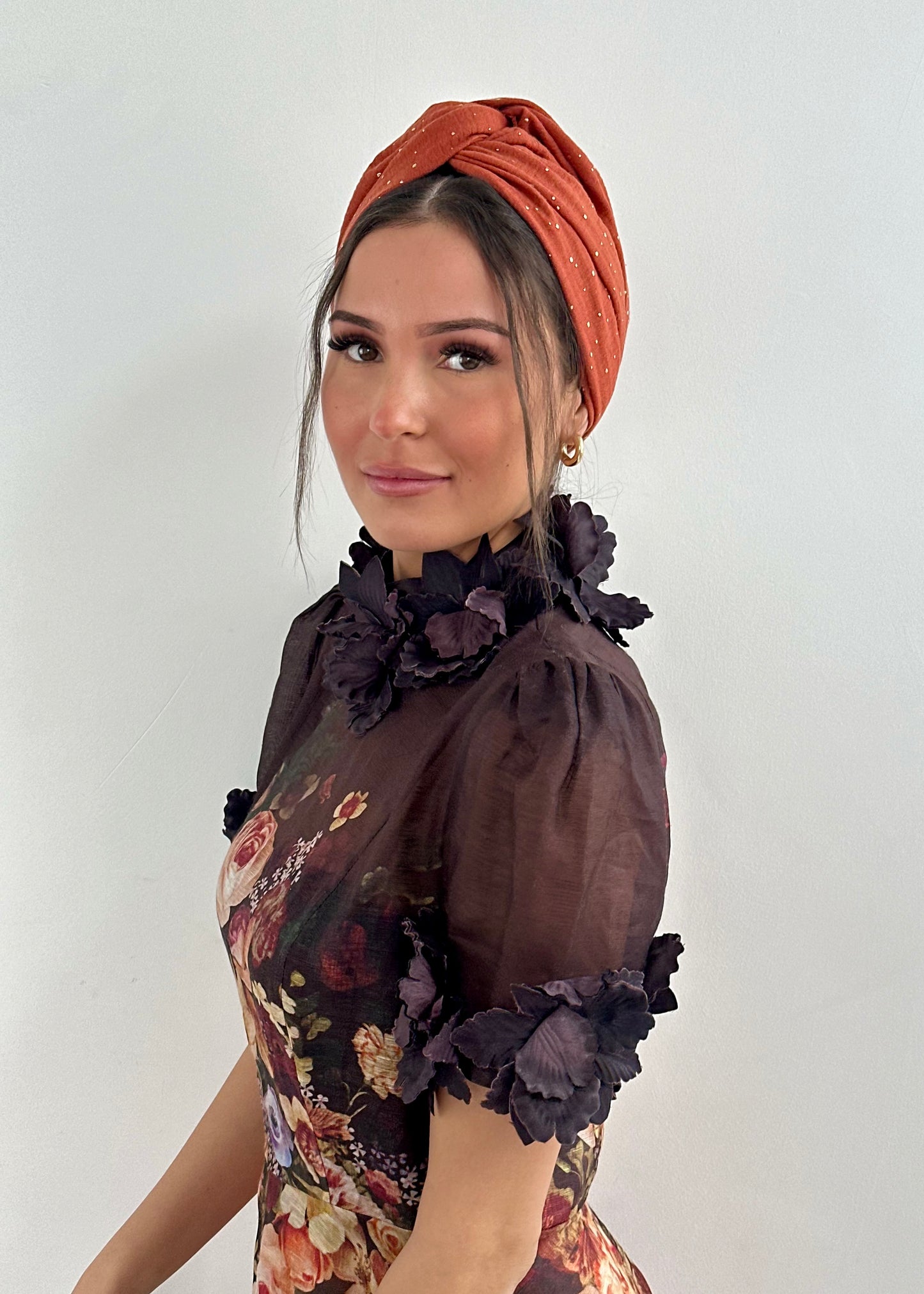 Turban Gaz de Coton Rouille