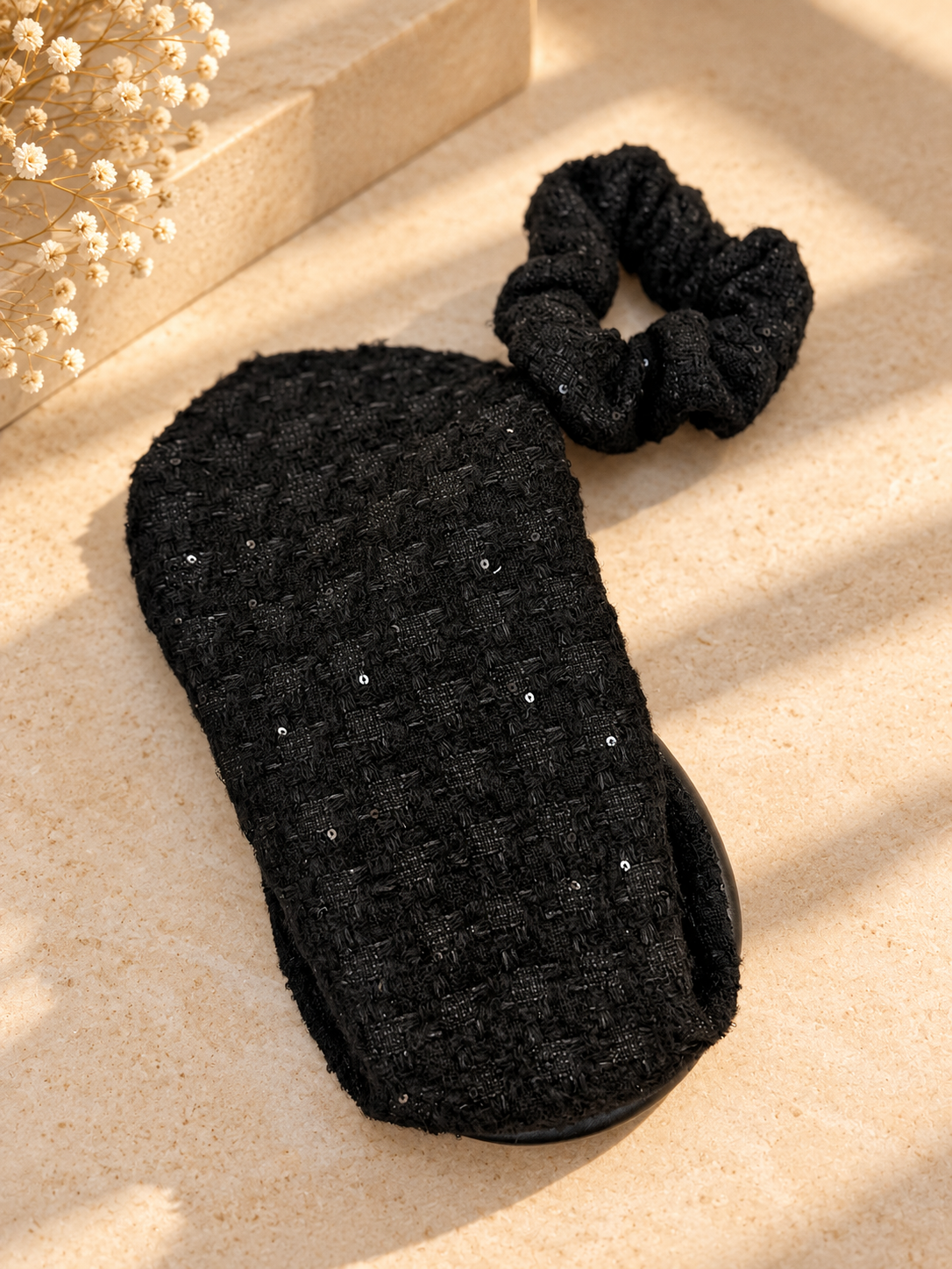 Serre-tête Noir filet Tweed Noir