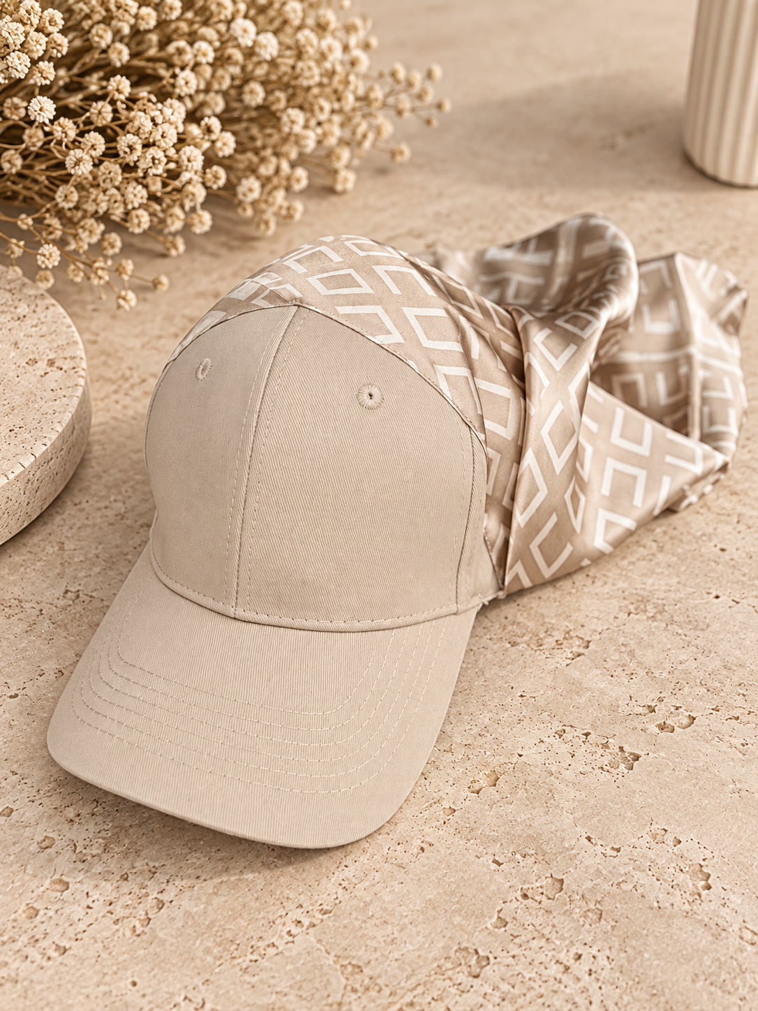 Casquette Foulard RM beige carreau