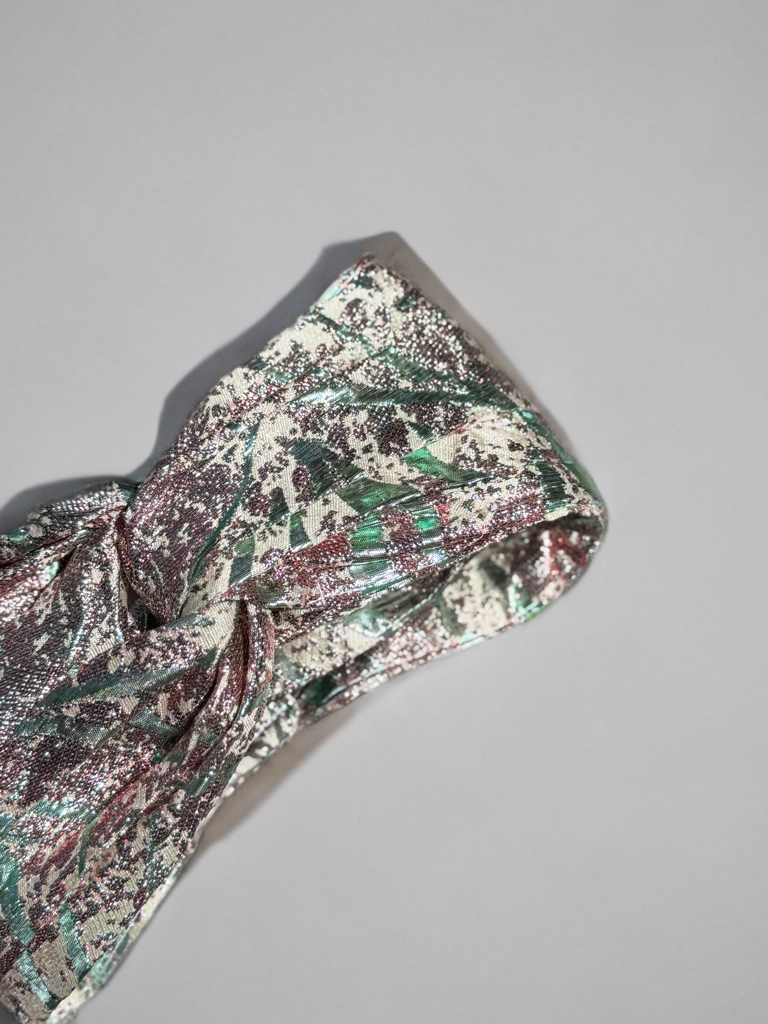 Turban Brocard Rose Vert d’eau et bleu