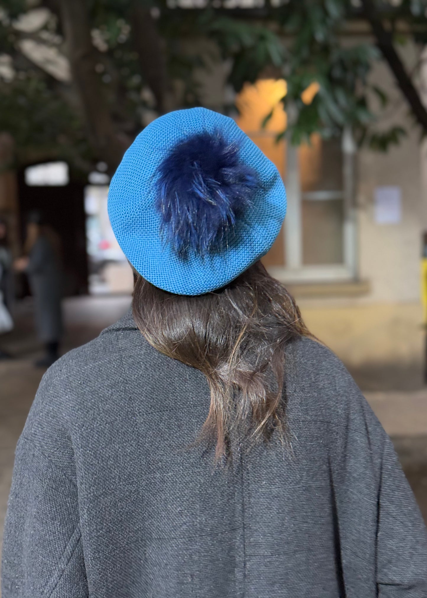 Beret Pompom bleu