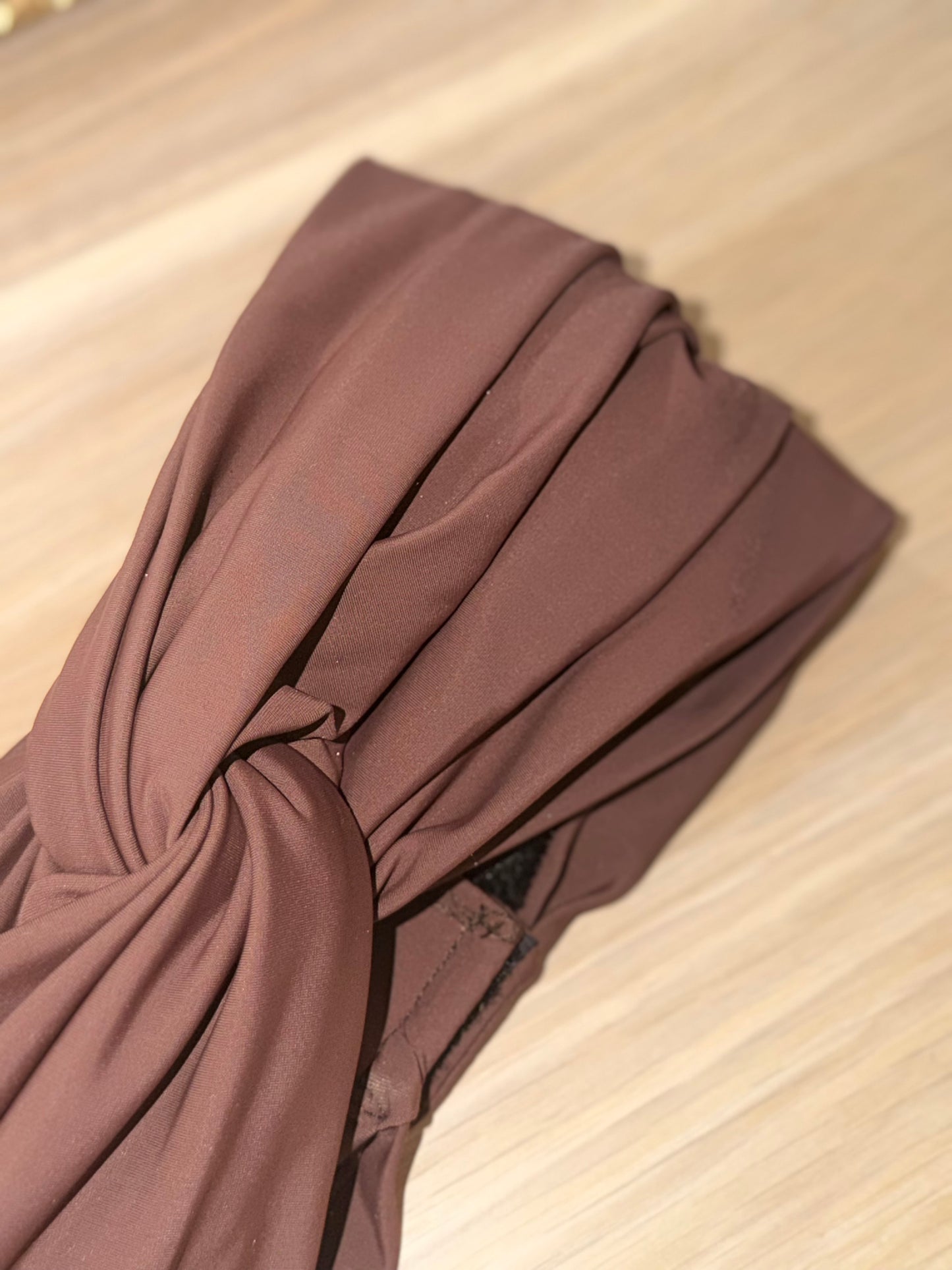 Turban Maillot Lycra Marron Chocolat