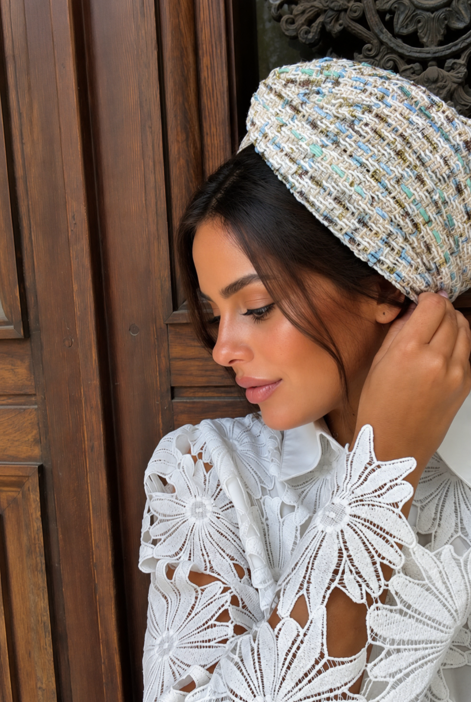 Turban Tweed Céleste