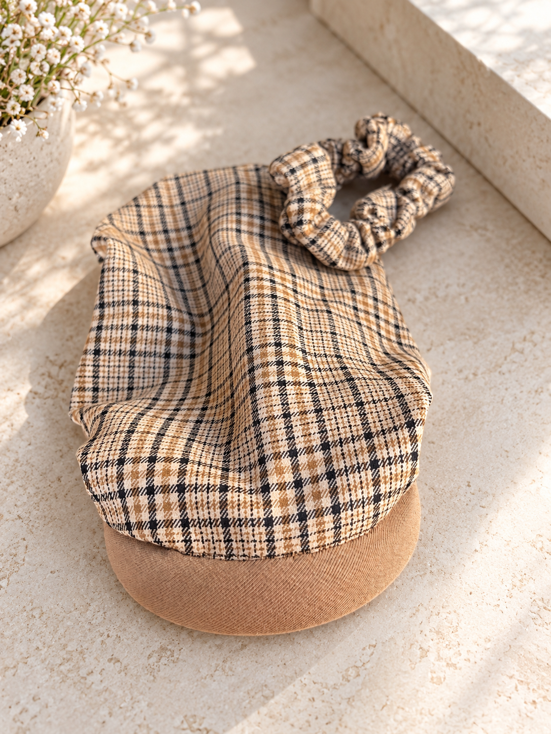 Serre-tête Camel filet Carreau beige et noir