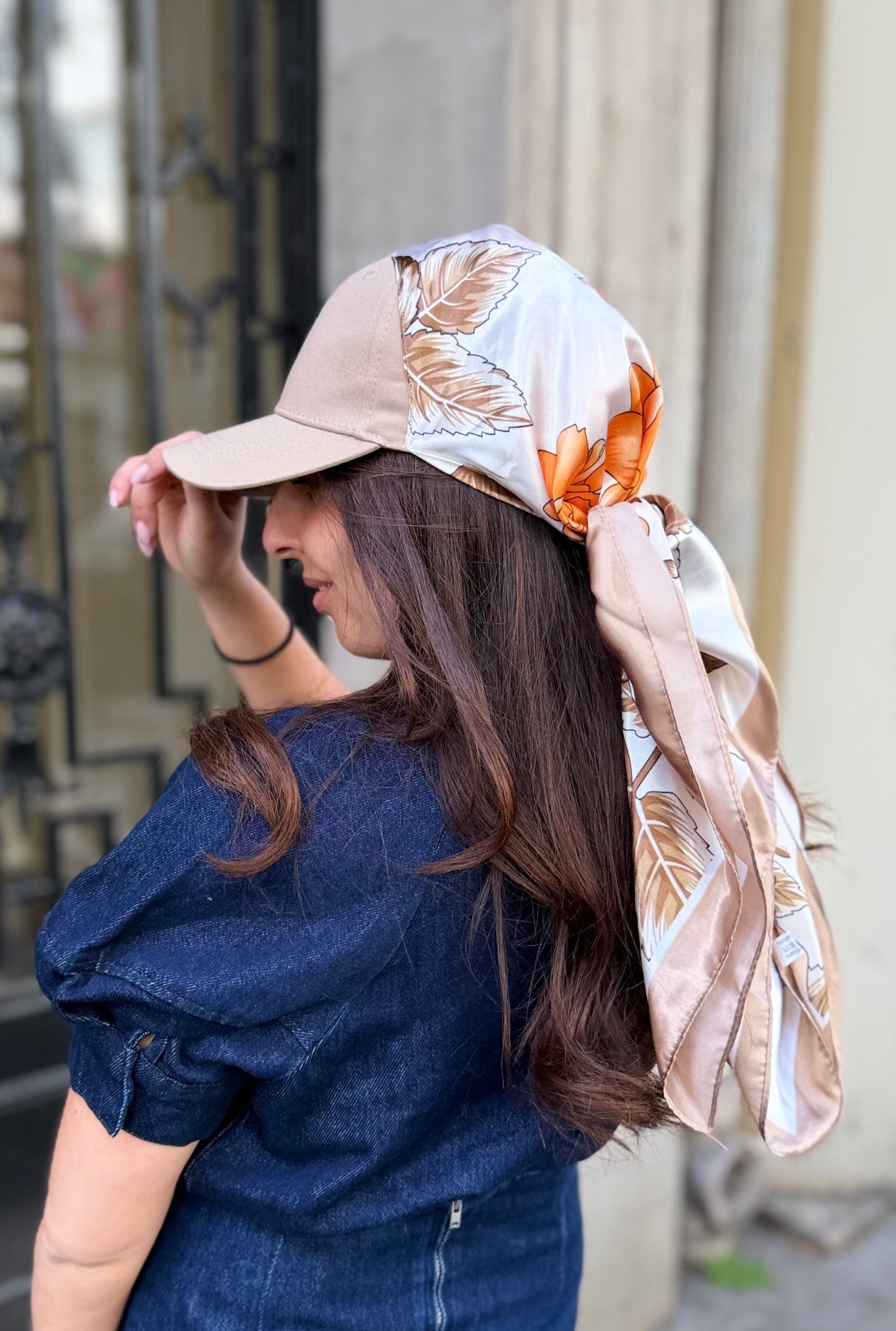 Casquette Foulard RM Beige beige et orange