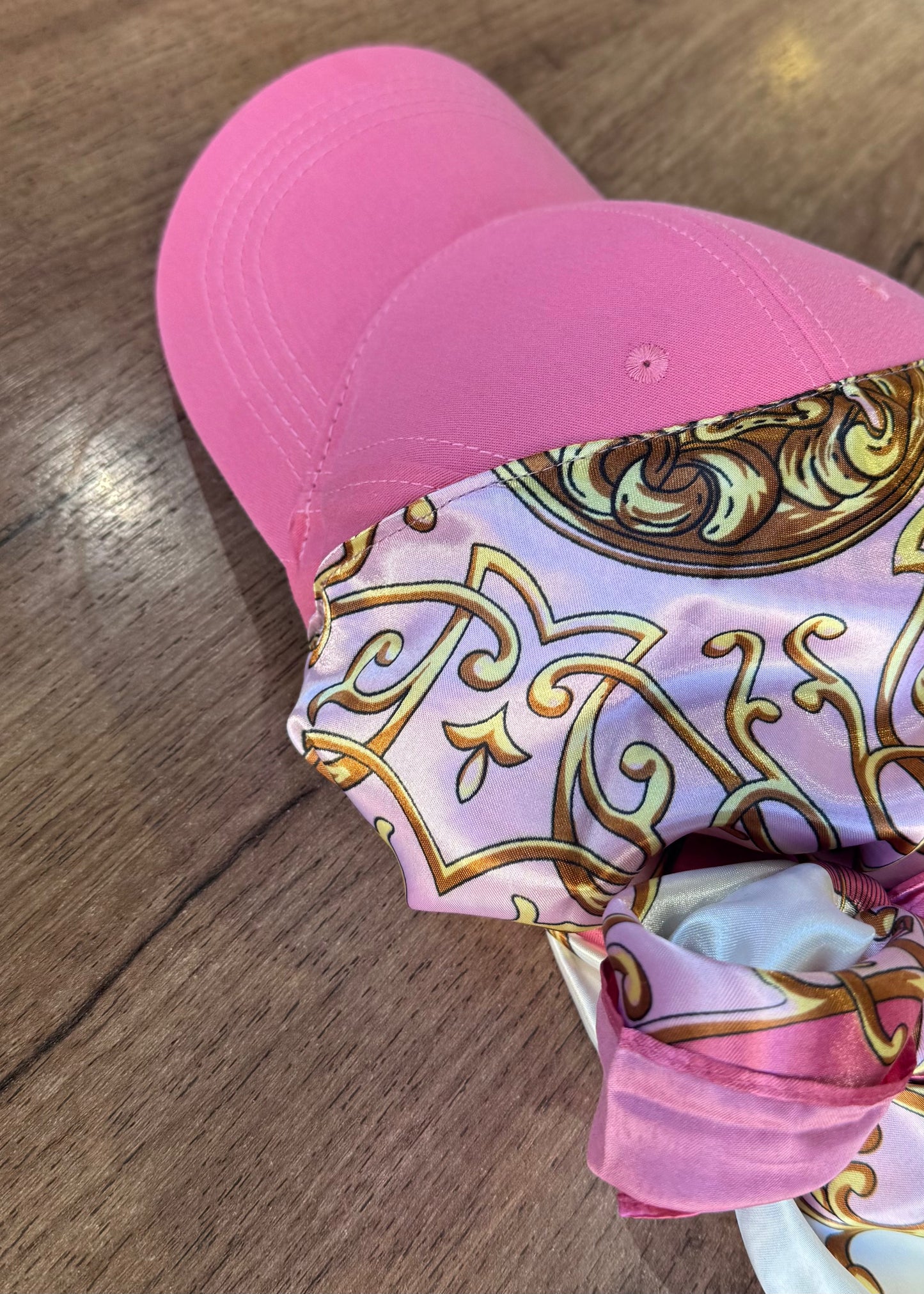 Casquette foulard rose elise