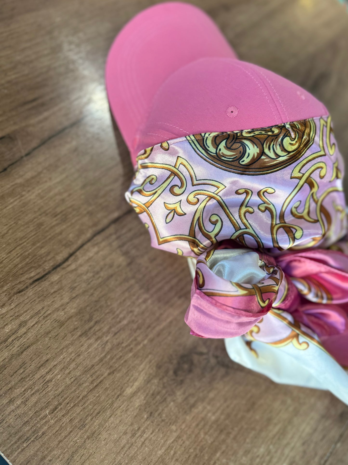 Casquette foulard rose elise