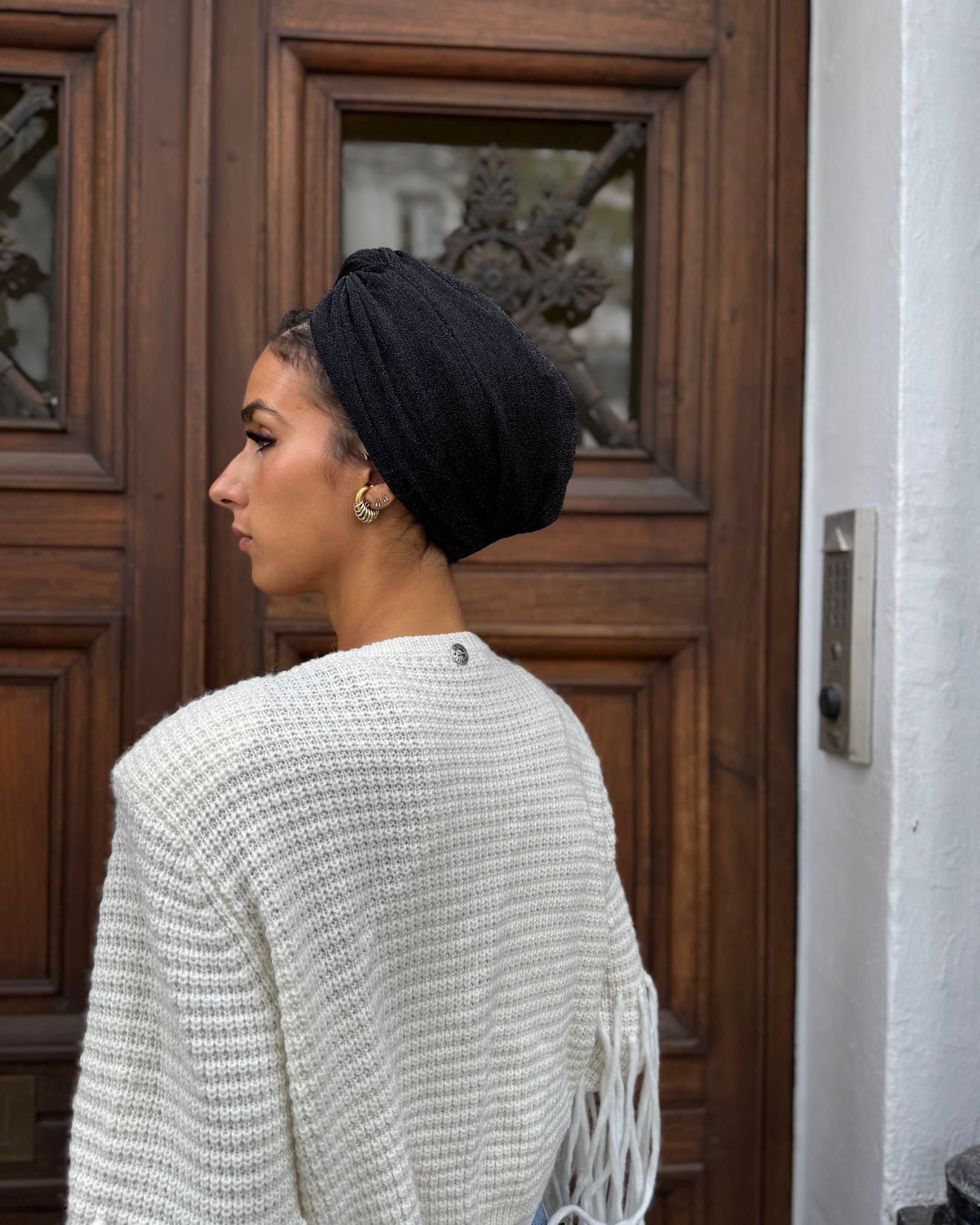 Turban lycra brillant Noir