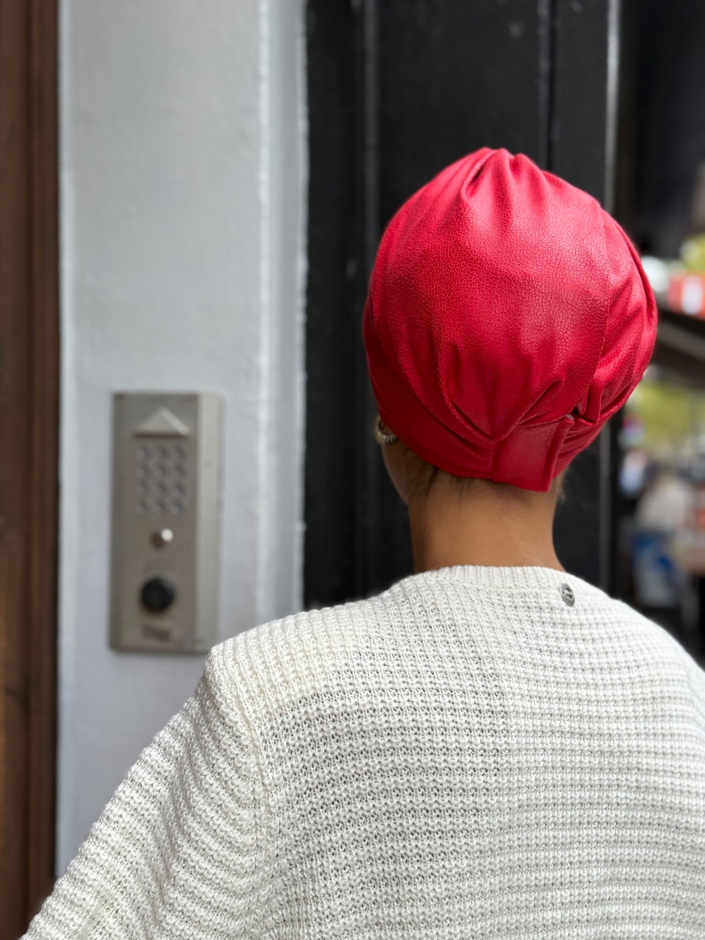 Turban Similicuir rouge