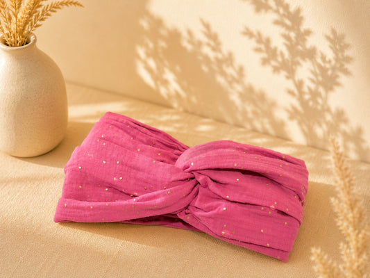 Turban Gaz de Coton Bois de Rose