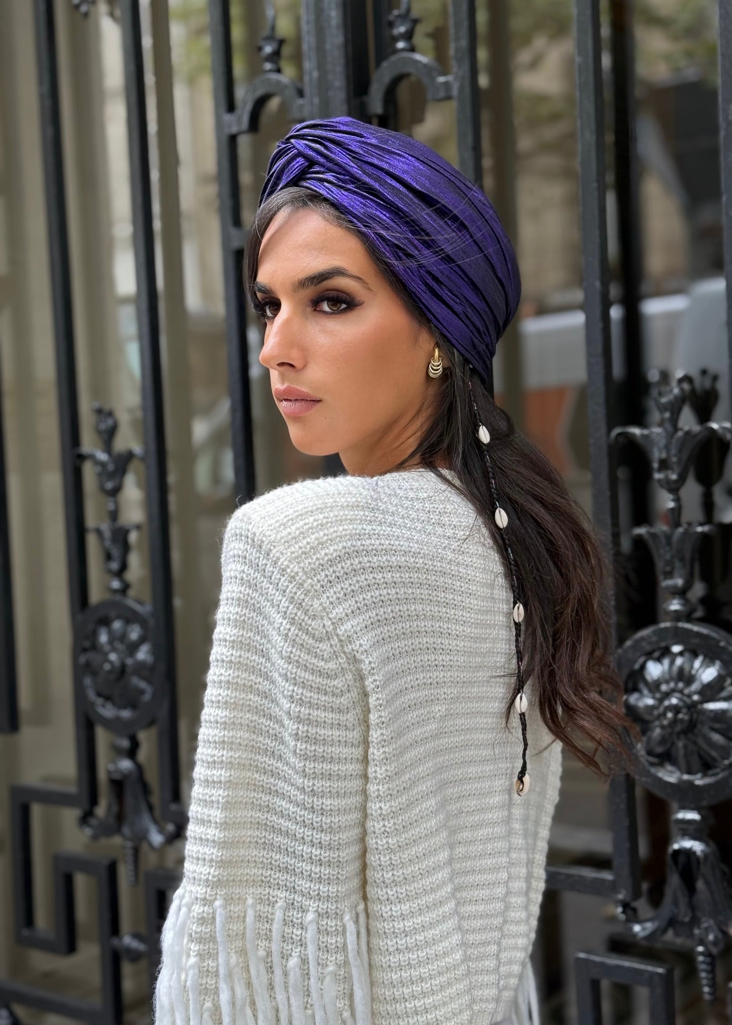 Turban lycra brillant Violet