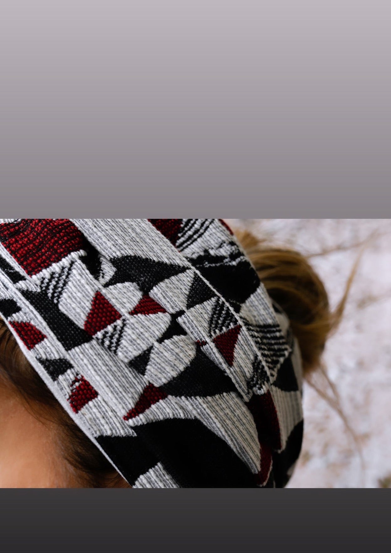 Turban Jacquard Noir Blanc Rouge