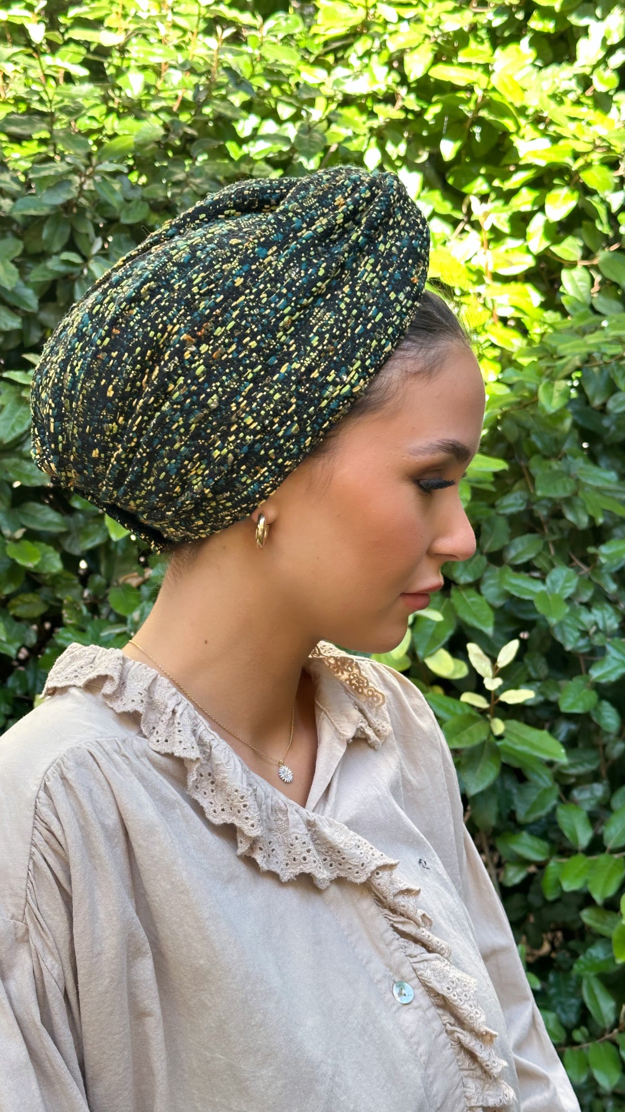 Turban Motif Chine Vert