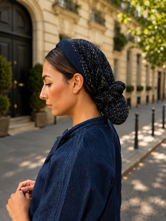 Serre-tête Jean filet Tweed Marine