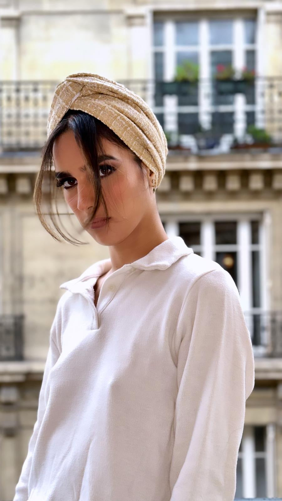 Turban carreau Beige