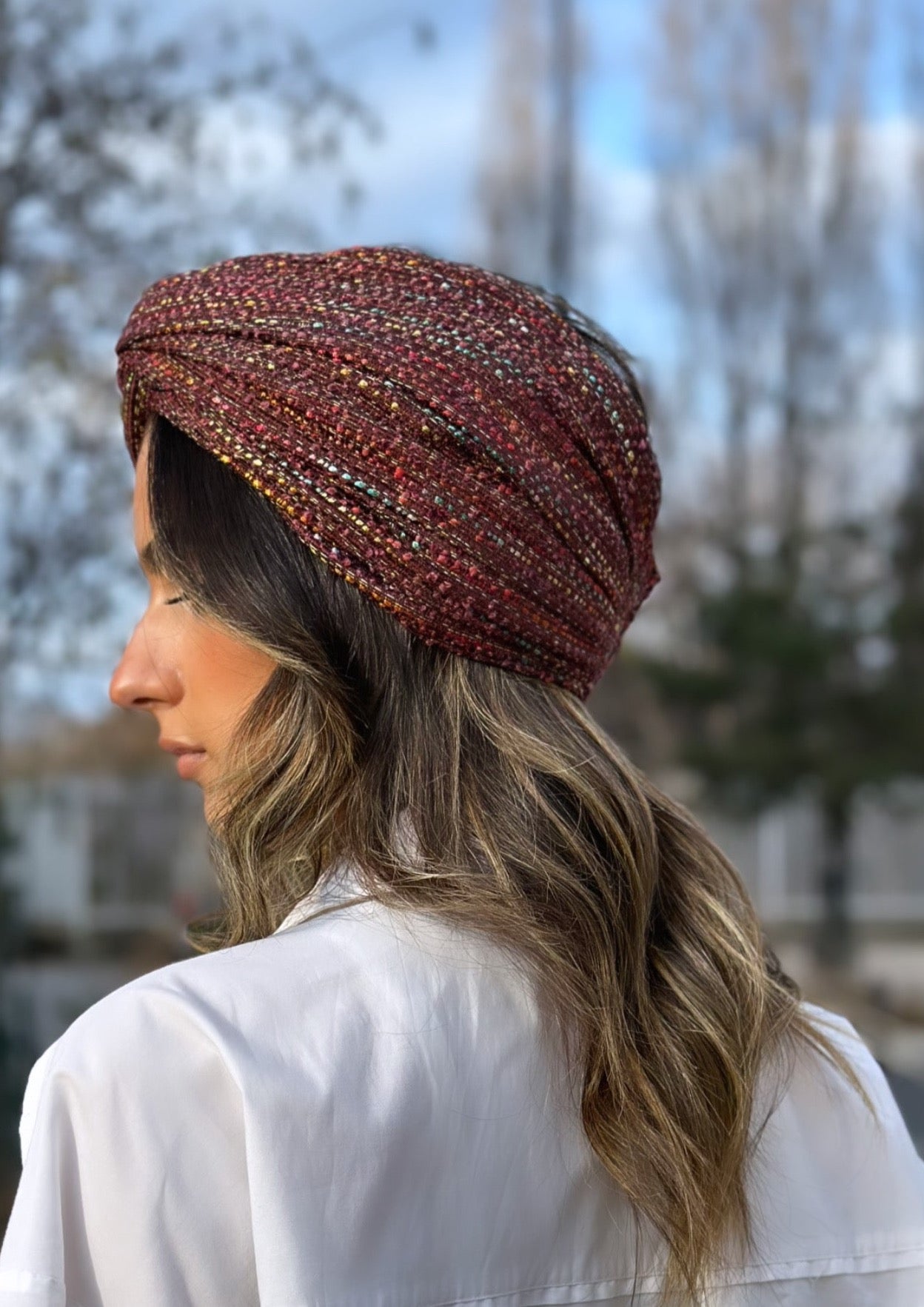 Turban Tweed Bordeaux