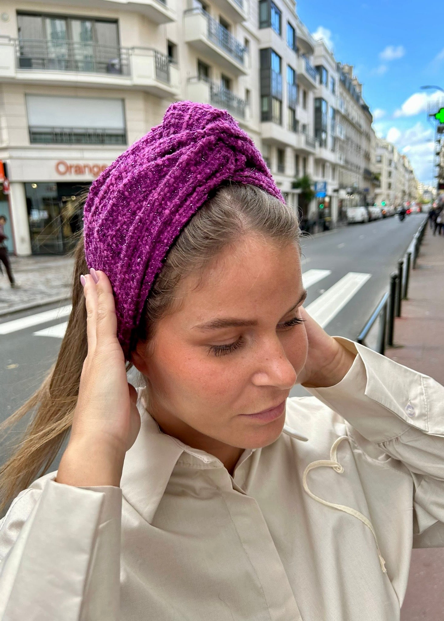 Turban tweed Fushia