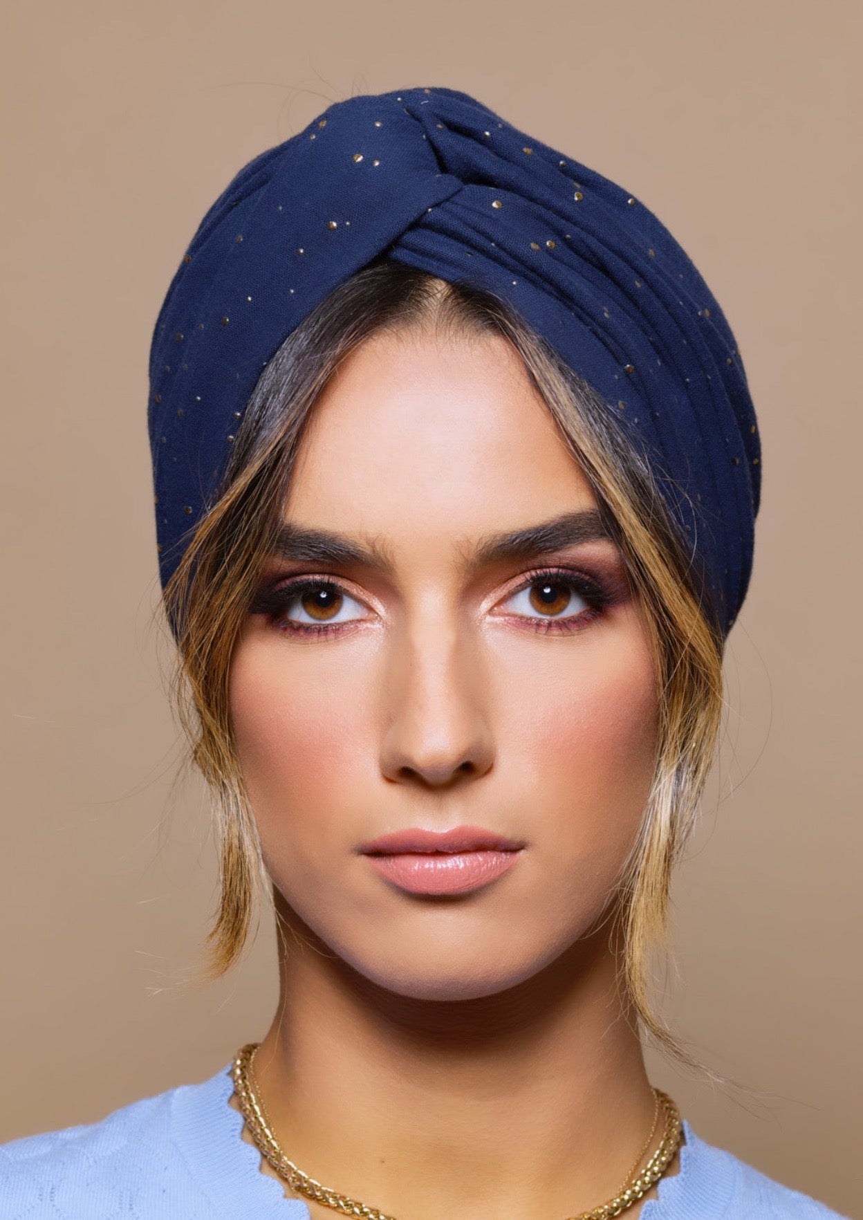 Turban Gaz de Coton Bleu Marine