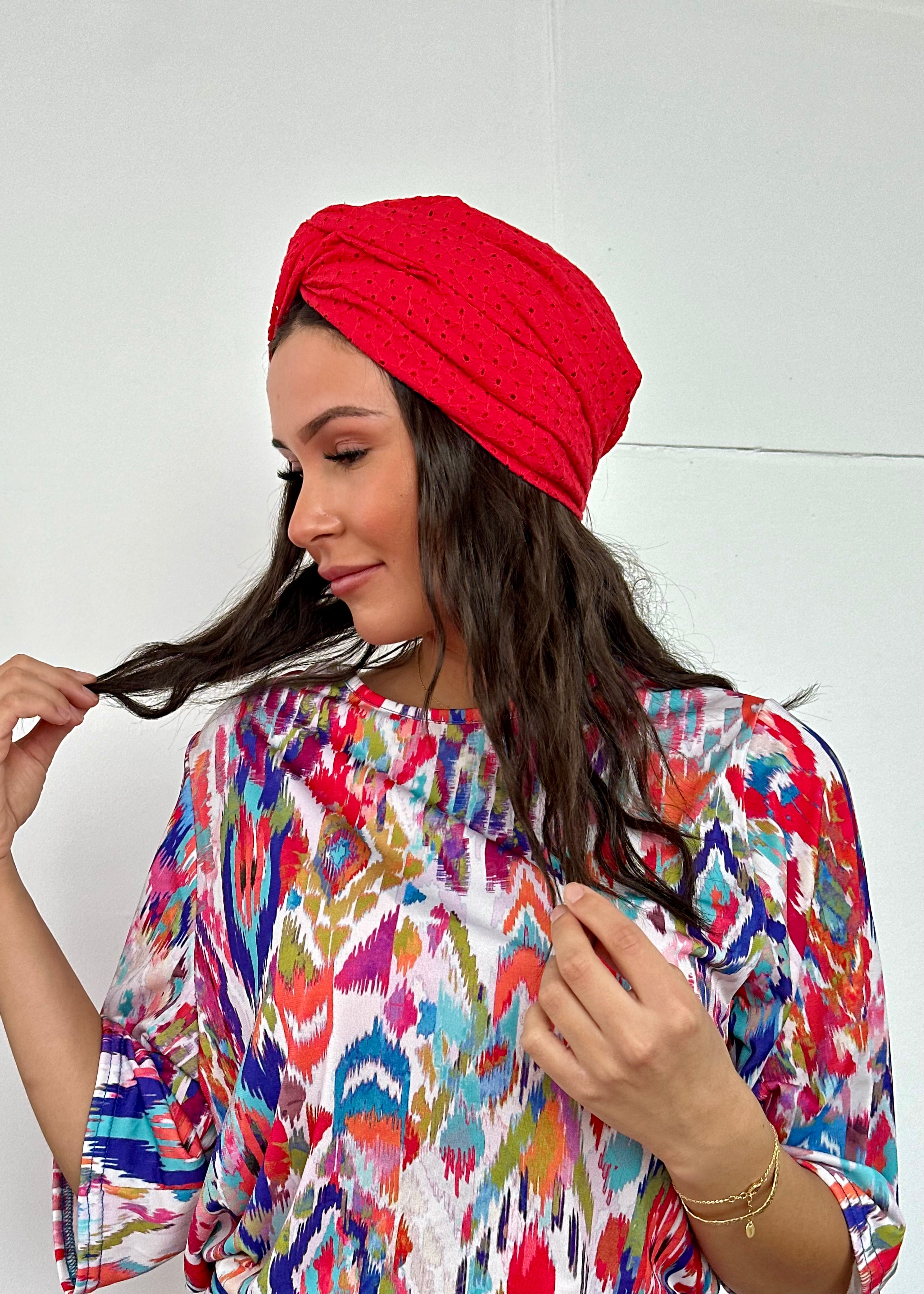 Turban Broderie Rouge