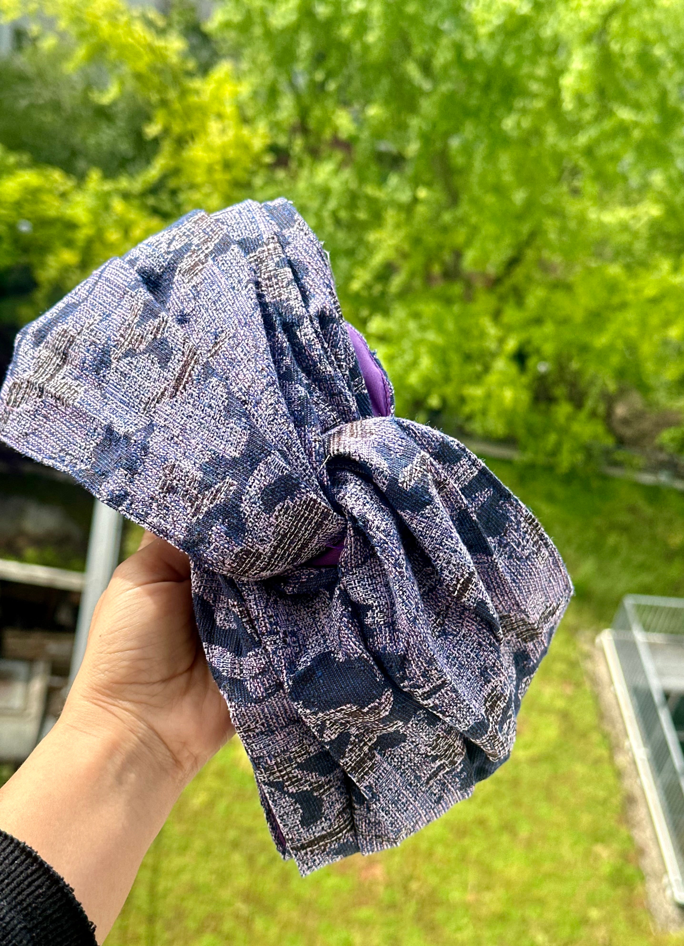 Turban Brocard Violet Bleu