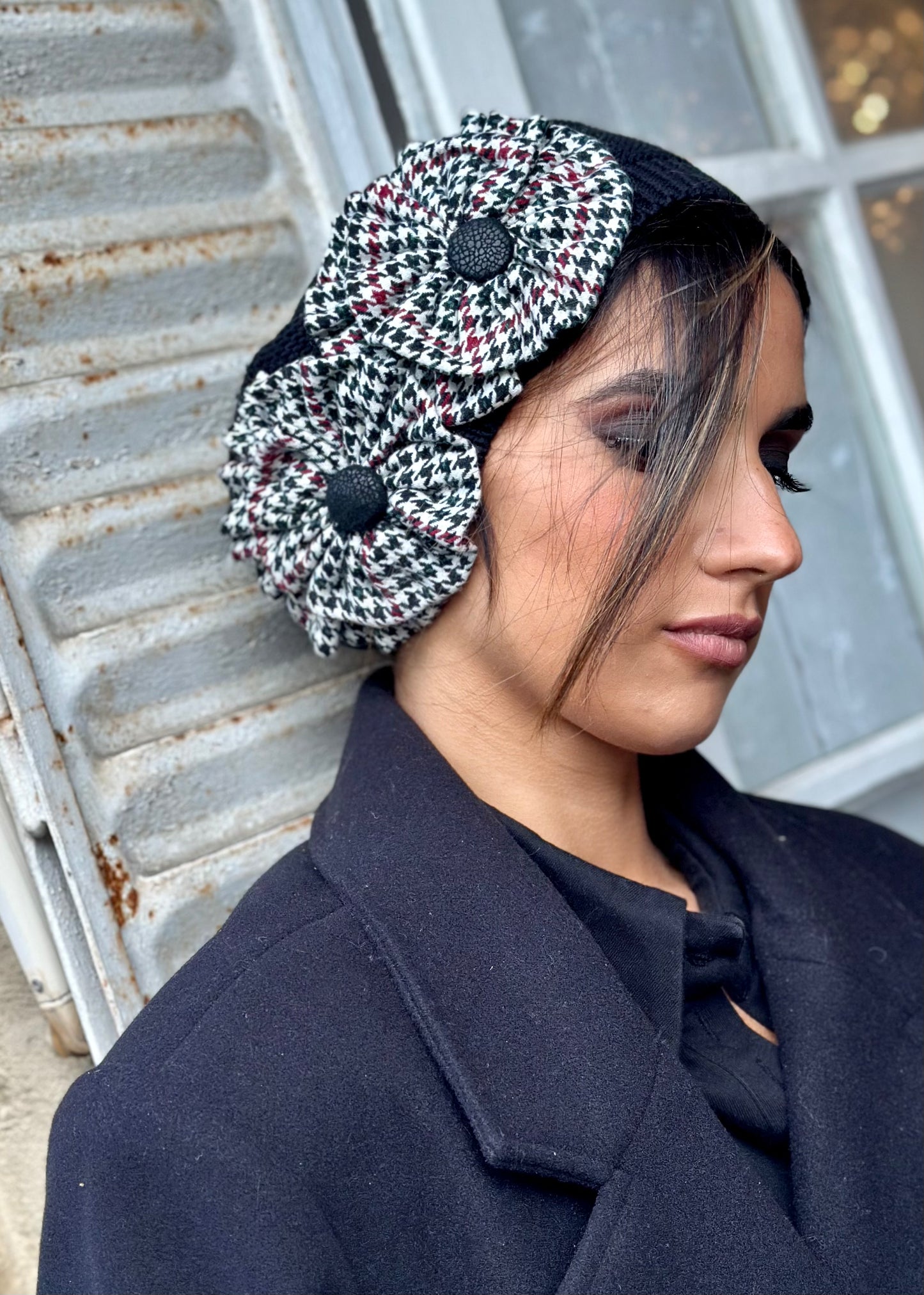 MBéret Noir à motif