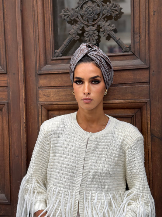 Turban Similicuir Gris