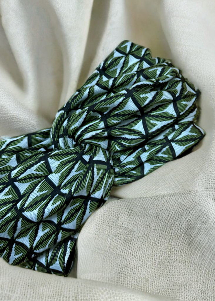 Turban Vert Écru noir