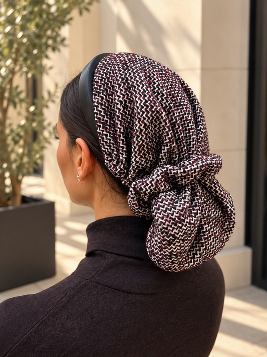 Naelle-Serre-tête tweed brun & ecru