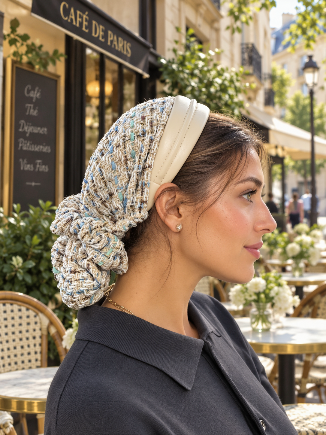 Livia - Serre-tête Écru filet Tweed beige