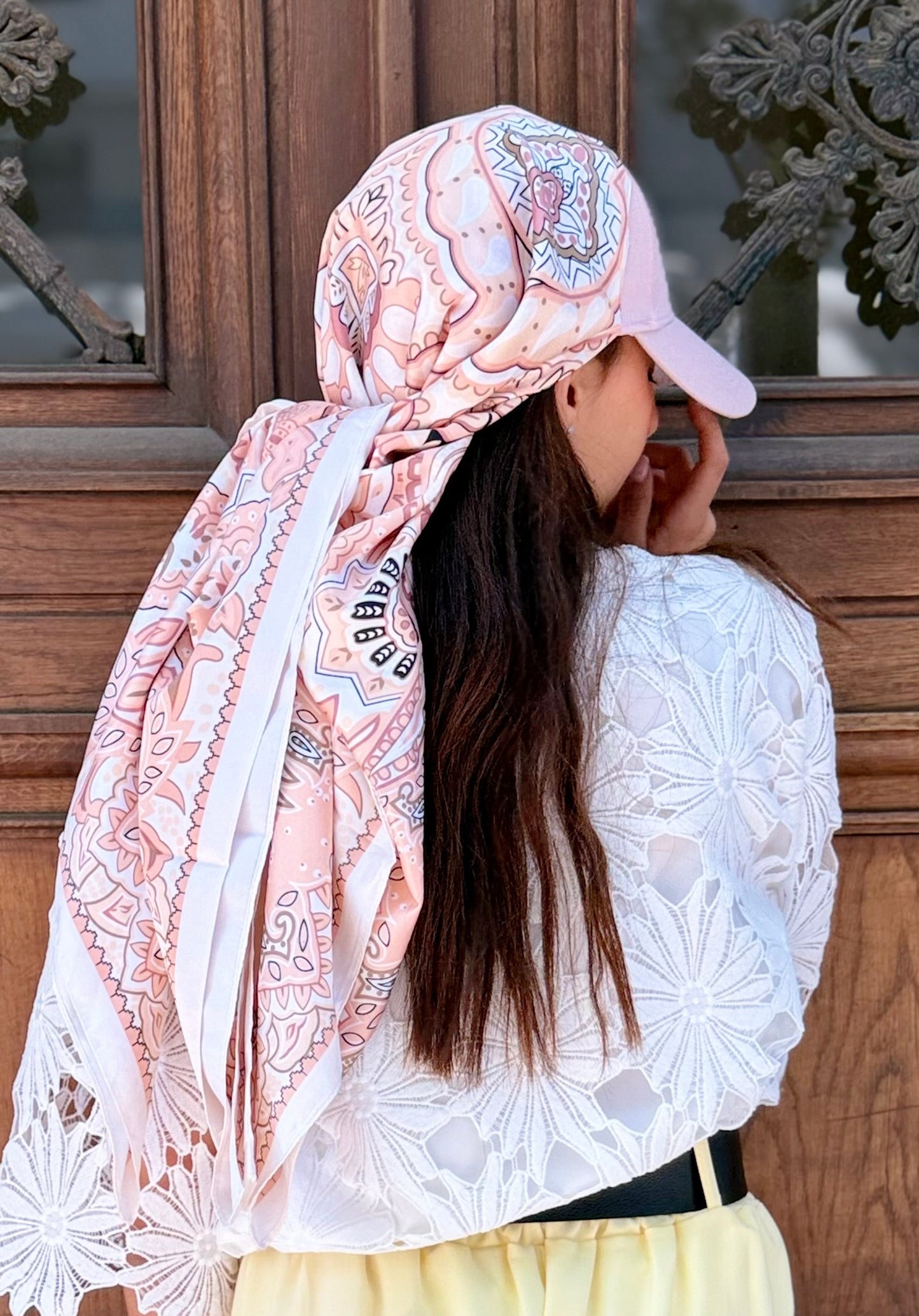 Casquette Foulard Rose Signature RM