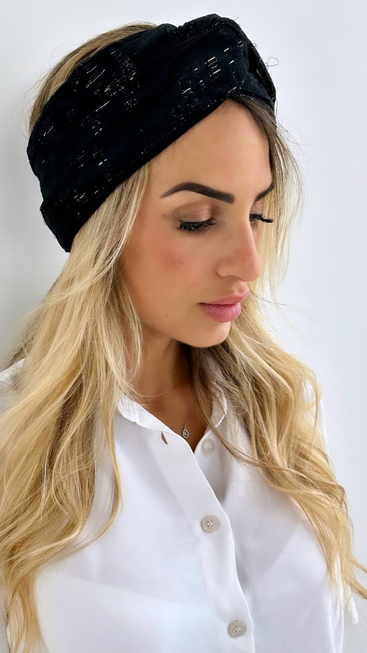 Turban 3D motif Noir Or