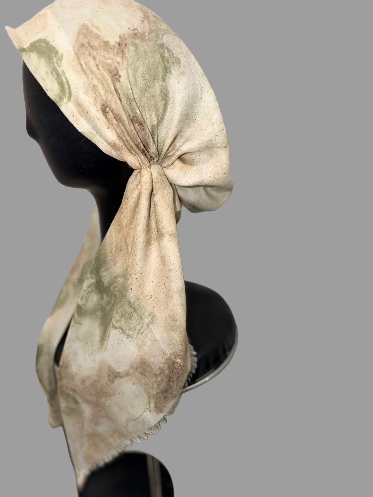 Foulard pré-noué vert sauge aquarelle