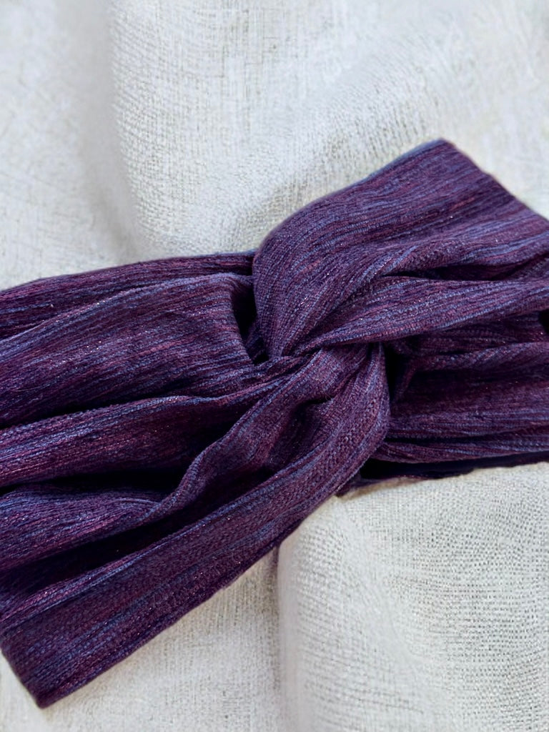 Turban Violet Fine rayure marine