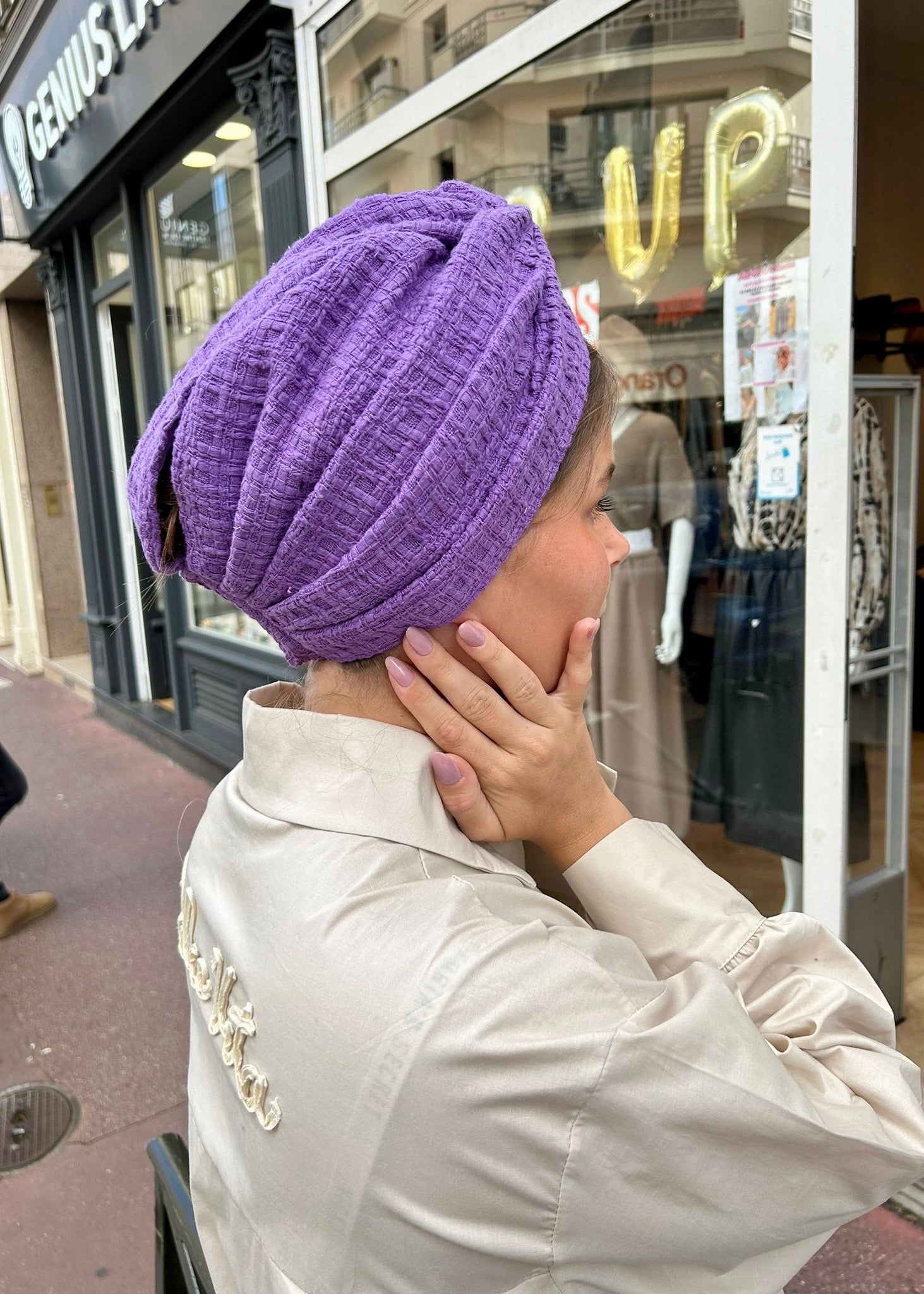 Turban tweed Uni Violet