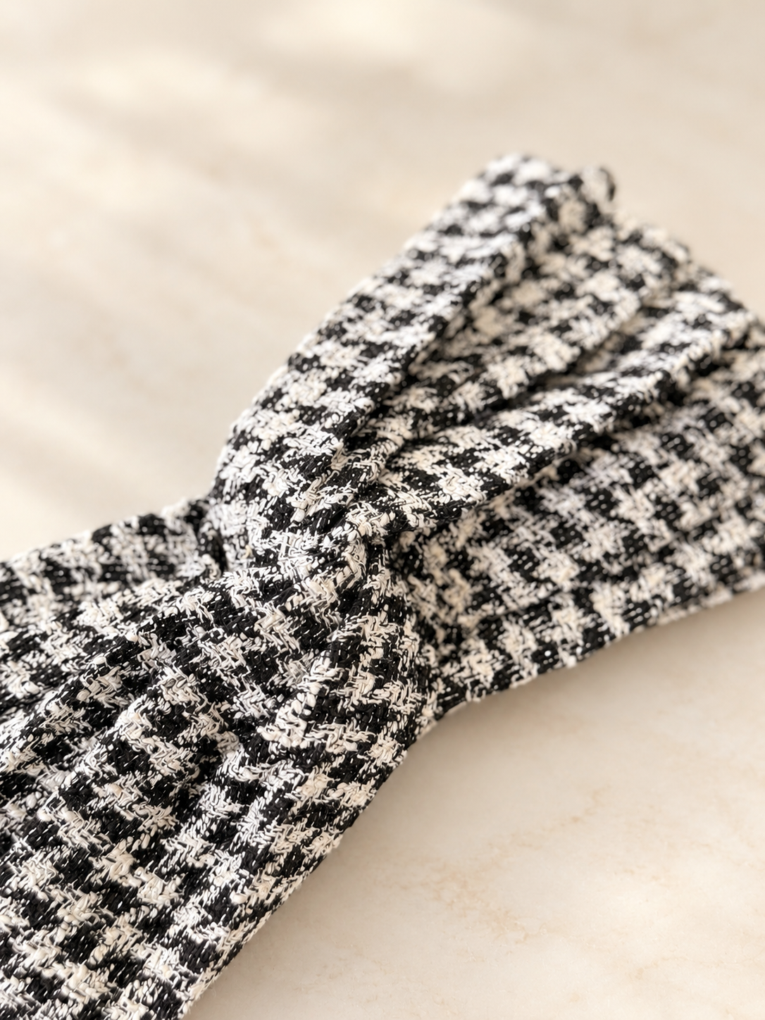 Turban tweed Carreau Noir et Blanc