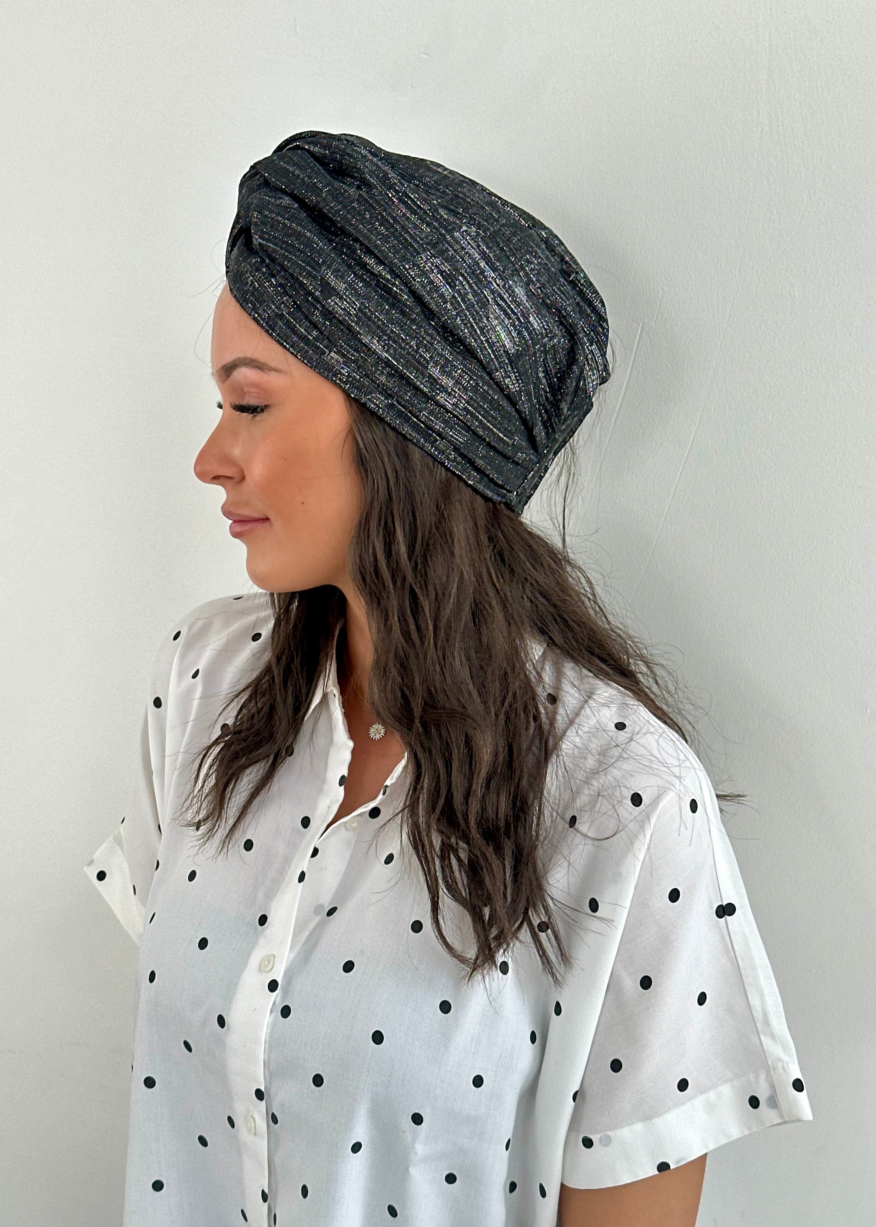 Turban Jacquard Noir argent