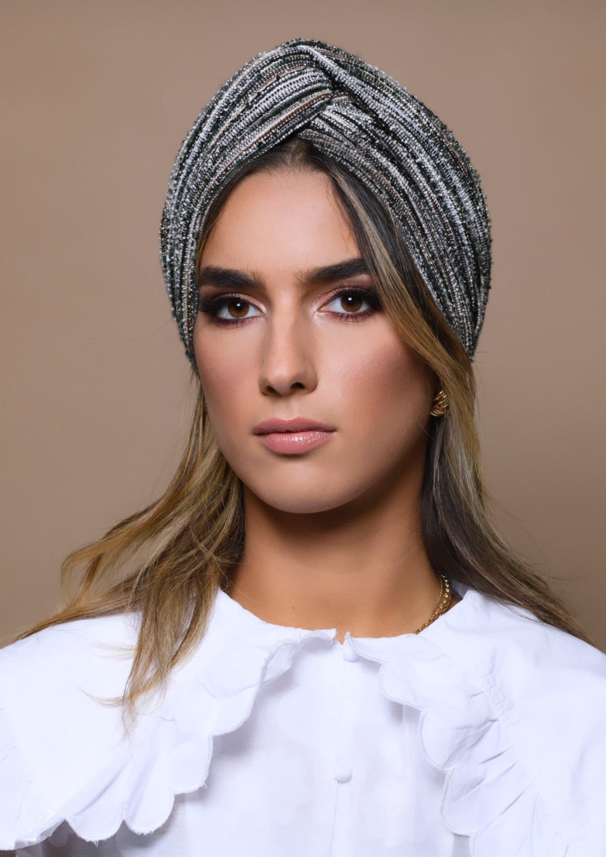 Turban Jacquard Rayure Vert