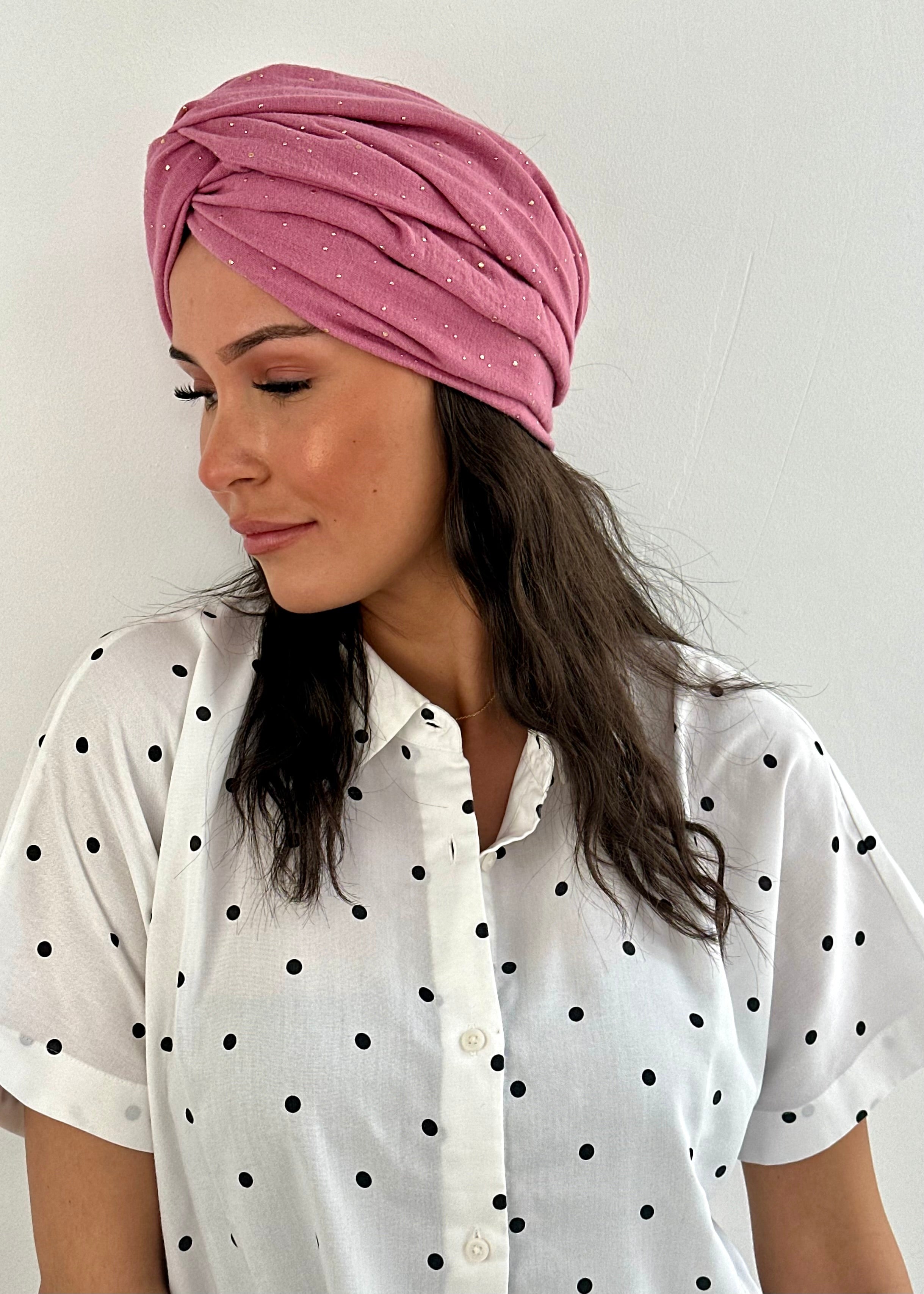 Turban Gaz de Coton Rose