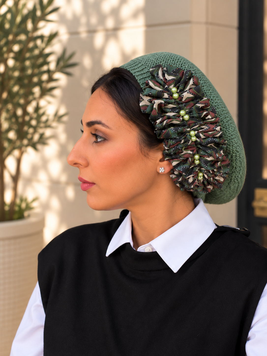 Béret Vert Imprimé