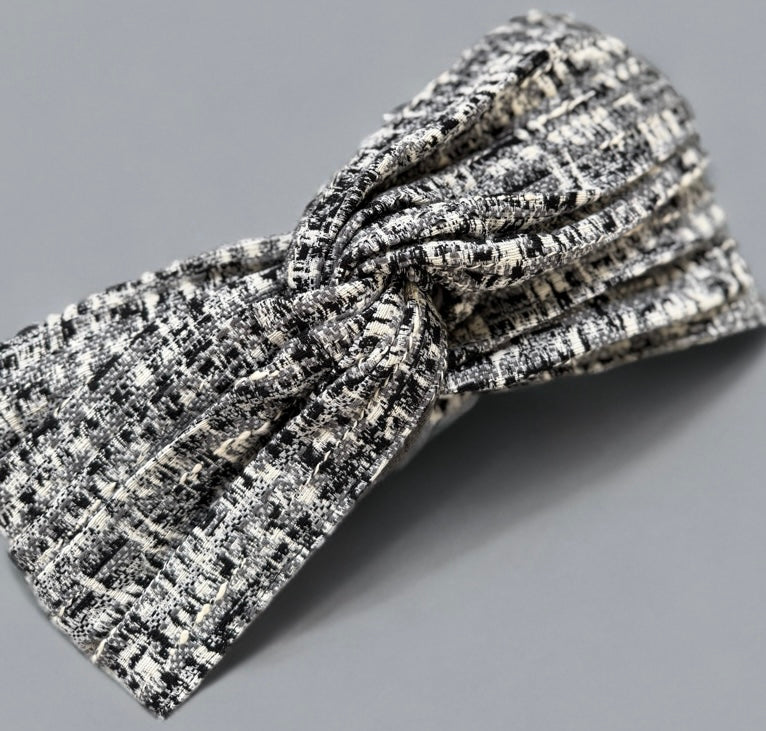 Turban tweed chic Noir et blanc